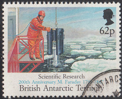 British Antarctic Territory 1991 Used Sc #191 62p Scientific Research Faraday O/P - Oblitérés