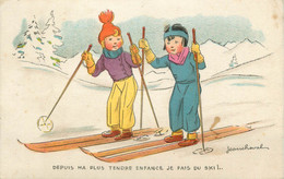 CPA ILLUSTRATEUR JEAN CHEVAL / SKIEURS - Cheval