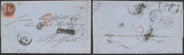 Médaillon - N°12 Touché (pli D'archive) Sur LAC Obl Ambulant N.1 "Nord N°1" + Griffe Encadrée ANVERS > Belfast (Irlande) - 1858-1862 Medaillen (9/12)