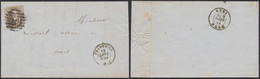 Médaillon - N°10A Touché Sur LAC Obl P91 çàd Frameries (8 Barres) > Mons - 1858-1862 Medaillen (9/12)