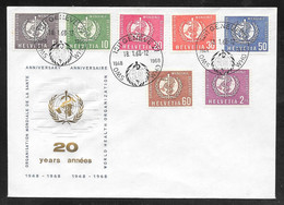 Switzerland / United Nations Geneva - 1968 ONU / WHO 20th Anniversary Set 7v FDC - Autres & Non Classés