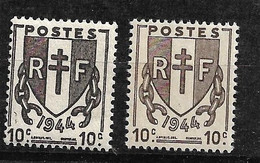 France N° 670 Et Variété   Gris Brun      Neufs   *  *   B/TB     Voir Scans     - Unused Stamps