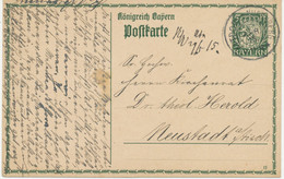 BAYERN ORTSSTEMPEL ALTDORF B. NUERNBERG K2 1915 5 Pf Wappen GA - Postal  Stationery