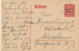 BAYERN ORTSSTEMPEL BISCHOFSMAIS K1 1919 Auf 10 Pf Volksstaat Bayern GA, ABART: Weisse Rahmenlinien Fehlt Teilweise, R! - Postal  Stationery