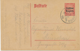 BAYERN ORTSSTEMPEL DIETMANNSRIED K1 1919 Auf 10 Pf Freistaat Bayern Überdruck-GA - Postal  Stationery