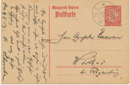 BAYERN ORTSSTEMPEL FLOSS K2 1919 Auf Seltenen 10 Pf Hupp-Wappen-GA, ABART: Weißer Rahmenlinie Unten Links Gebrochen - Postal  Stationery