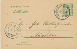 BAYERN ORTSSTEMPEL FUERTH I. BAYERN 2 K1 1903 Auf 5 Pf Grün Rauten-GA - Postal  Stationery