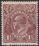 Australia 1914-24 MH Sc #24 1 1/2p George V Brown Variety - Nuevos