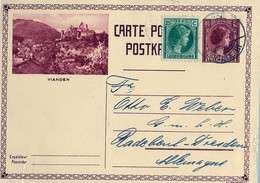 1932 LUXEMBURGO , ENTERO POSTAL CIRCULADO , FRANQUEO COMPLEMENTARIO - Storia Postale