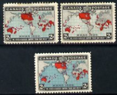 Canada 1908 Imperial Penny Post 2c The Three Shades Heavily Mounted Mint, SG 166-8 - Unused Stamps