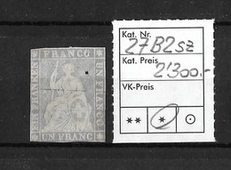 1854-1862 Helvetia (ungezähnt) → Ungebraucht, Ohne Gummi      ►SBK-27B2.sz◄ - Unused Stamps