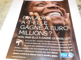 PUBLICITE GWLADYS EPANGUE ET FDJ  2011 - Sports De Combat