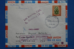 S9 NEW ZEALAND BELLE LETTRE 1965 IST FLIGHT AUKLAND POUR LOS ANGELES USA ET FRANCE RETOUR+ AFFRACH. INTERESSANT - Luchtpost