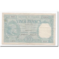 France, 20 Francs, Bayard, 1918, 1918-11-26, TTB, Fayette:11.3, KM:74 - 20 F 1916-1919 ''Bayard''