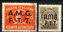 Trieste 1947 Recapito Autorizzato Sass. N. 1-2 Usato Cat. € 8 - Gebraucht