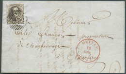 N°3 - Médaillons 10 Centimes Brun, Légèrement Court En Haut Sinon Bien Margé, Obl. P.146 S/L. De METTET le 12 Janvier 18 - 1849-1850 Médaillons (3/5)