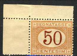 Regno, Tasse 1970 Sass. N. 9 C. 50 Ocra E Carminio ** GO MNH Angolo Di Foglio Cat. € 3000 Firma A. Diena - Postage Due