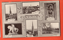 ZOH-08  Coventry  Multiviews. Used 1908 To Geneva. Silvotype Card. - Coventry