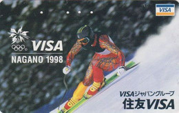 TC JAPON / 110-016 - JEUX OLYMPIQUES NAGANO - Sport SKI ** VISA ** - OLYMPIC GAMES JAPAN Phonecard - Olympische Spelen