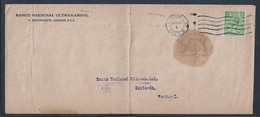 Rare Perfin BNU - Banco Nacional Ultramarino, London On Letter Circulated In 1929. Perfin 37 Holes. Muito Raro S/carta. - Brieven En Documenten