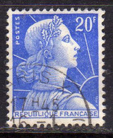 FRANCE FRANCIA 1955 1959 1957 MARIANNE MARIANNA ALLA NEF 20f USATO USED OBLITERE' - 1959-1960 Marianne à La Nef