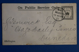 S19 NEW ZEALAND BELLE LETTRE RARE 1891 WELLINGTON  POUR DUNEDIN + AFFRANCHISSEMENT INTERESSANT - Briefe U. Dokumente