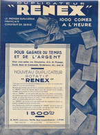 Matériel De Bureau - Publicité Duplicateur Rotatif Renex (à Stencil) - A. Roy Constructeur, Lyon - Notice + Courrier - Other & Unclassified