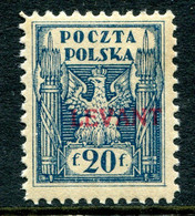 Poland Levant 1919 Overprints - 20f Blue HM (SG 5) - Levant (Turkije)