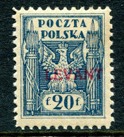 Poland Levant 1919 Overprints - 20f Blue HM (SG 5) - Levant (Turchia)