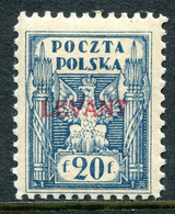 Poland Levant 1919 Overprints - 20f Blue HM (SG 5) - Levant (Turquie)
