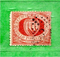 San. MARINO ° -1877 -  CIFRA O STEMMA. C. 20 .  Unif. 4.   Usato - Used Stamps