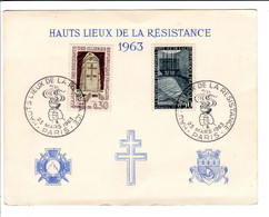 1963 -  A La Mémoire Des Déportés. Cachet Haut Lieu De La Résistance - N° 1380/1381 - Maxi Carte - Autres & Non Classés
