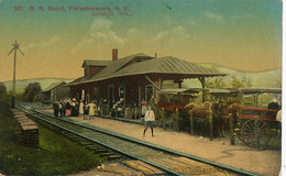 R.R. Depot Fleischmann's Catskill Mts   Hand Colored Gare Train Station - Catskills