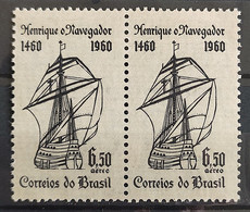 A 100 Brazil Stamp Air Infante Dom Henrique Ship Portugal 1960 Pair 1 - Otros & Sin Clasificación