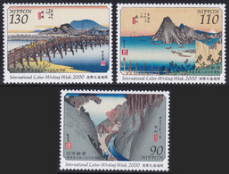 Japan International Letter Writing Week 2000 Set Of 3 MNH Hiroshige - Unused Stamps