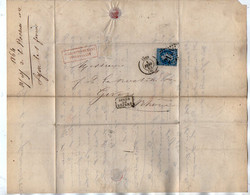 TB 2966 - 1864 - LAC - Lettre De Mr De LA ROCHETTE à LYON Pour GIVORS - 1849-1876: Klassik