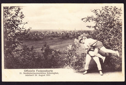 1913 Gelaufene AK. 21.Nordostschweizerisches Schwingfest In Amriswil. Offizielle Fest-Postkarte Nach Teufen. - Amriswil