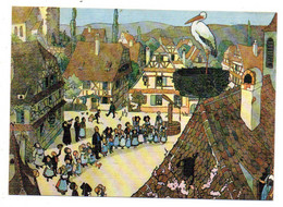 Illustrateur  HANSI ---1983--Cigogne Revenue Au Village ...Le Printemps Arrive........ à Saisir - Hansi