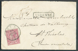 N°46 - 10 Centimes Rose Obl. Sc Ambulant EST 5 Sur Enveloppe Du 29 Juillet 1892 + Griffe ANDENNE (grandes Lettres) Vers - 1884-1891 Leopold II