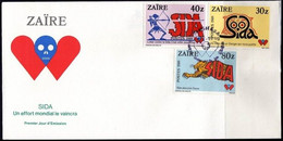 FDC (1335/1337) - NON EMIS / NIET UITGEGEVEN- Lutte Contre Le SIDA / Strijd Tegen AIDS / Kampf Gegen AIDS - ZAÏRE - 1990-1996