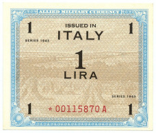 1 LIRA OCCUPAZIONE AMERICANA IN ITALIA MONOLINGUA ASTERISCO 1943 QFDS - Occupation Alliés Seconde Guerre Mondiale