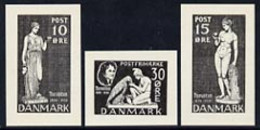 Denmark 1938 Set Of 3 Essays For Thorvaldsen Issue In Black (10, 15 & 30 Ore) On Ungummed Paper - Andere & Zonder Classificatie