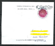 USA 2021 Cover To ESTONIA O Carol Stream IL With Earth Day Cachet - Lettres & Documents