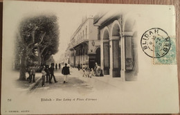 Cpa De 1903, Algérie, Blida, Photo Geiser, Rue Lamy Et Place D'Armes, Animée (Blidah) - Blida