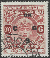 Cochin(India). 1933-38 Mahraja Rama Varma III. Official. 6p Used SG O35 - Cochin