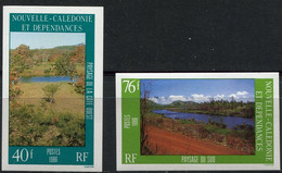 NOUVELLE-CALEDONIE N°525 / 526 ** NON DENTELES PAYSAGES CALEDONIENS - Ongetande, Proeven & Plaatfouten