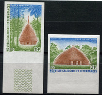 NOUVELLE-CALEDONIE N°553 / 554 ** NON DENTELES HABITAT TRADITIONNEL - Geschnittene, Druckproben Und Abarten