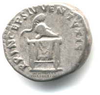 DOMIZIANO DENARIO PRINCEPS IUVENTUTIS ELMO SUL TRONO 80 DOPO CRISTO - The Flavians (69 AD To 96 AD)