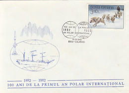 INTERNATIONAL POLAR YEAR CENTENARY, SHIP, DOG SLED STAMP, SPECIAL COVER, 1982, ROMANIA - Internationale Pooljaar