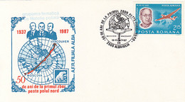 POLAR FLIGHTS, MOSCOW-VANCOUVER POLAR FLIGHT, TUPOLEV ANT-25 PLANE, SPECIAL COVER, 1987, ROMANIA - Poolvluchten